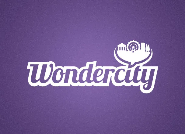 Logo Wondercity blanc sur fond violet.