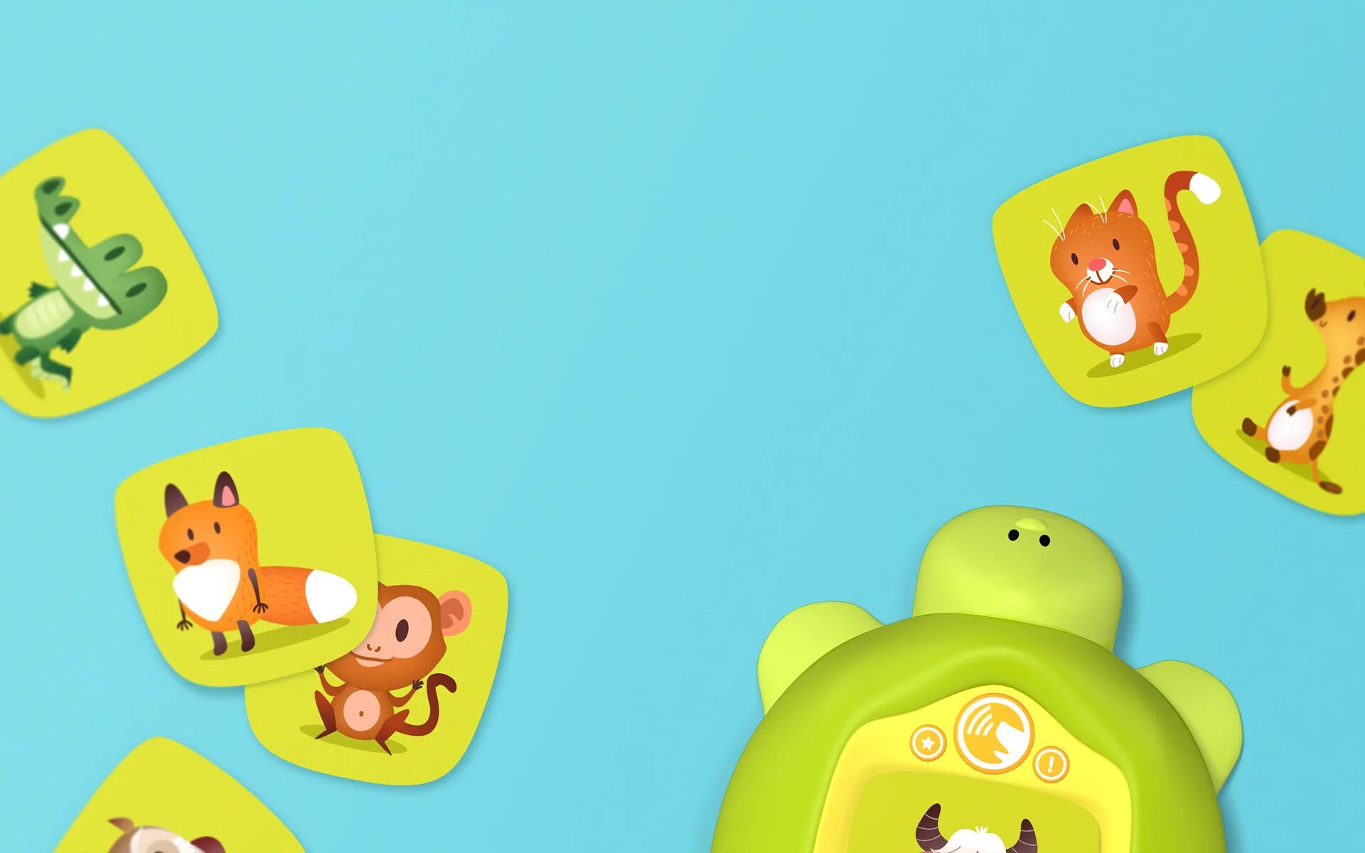 Visuel Memo Animo, jeu de mémoire interactif pour enfants, avec cartes illustrées d’animaux et interface colorée