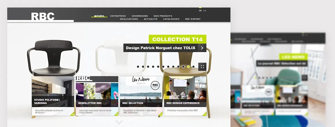 Création site web actualités mobilier design RBC Mobilier  par cubedesigners