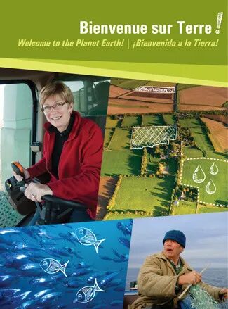 Conception affiche Cité de l'Espace - exposition Bienvenue sur Terre agriculture pêche environnement par cubedesigners