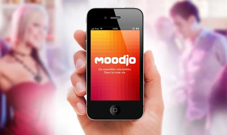 Conception application mobile Moodjo - app rencontres iPhone design interface splash screen par cubedesigners