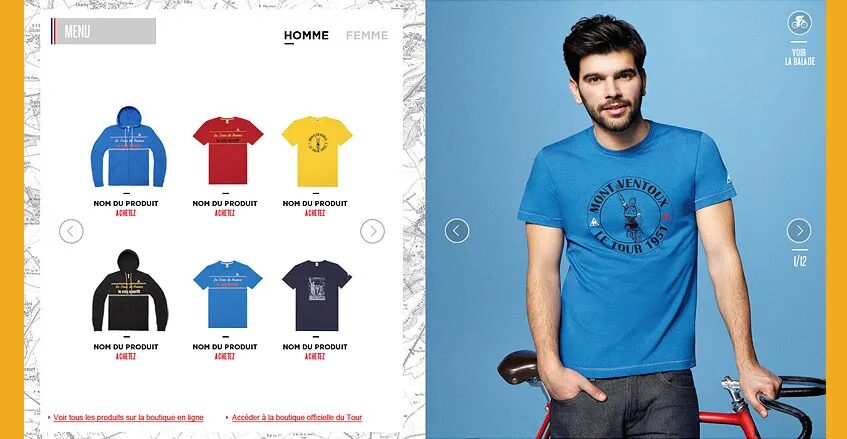 Conception boutique en ligne Le Coq Sportif Tour de France - collection homme t-shirts hoodies Mont Ventoux par cubedesigners