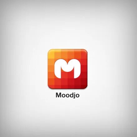 Conception icône application mobile Moodjo - design logo app iOS Android pixels orange rouge par cubedesigners