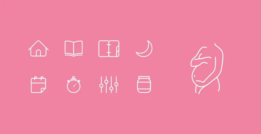 Création iconographie application mobile La Boîte Rose par cubedesigners