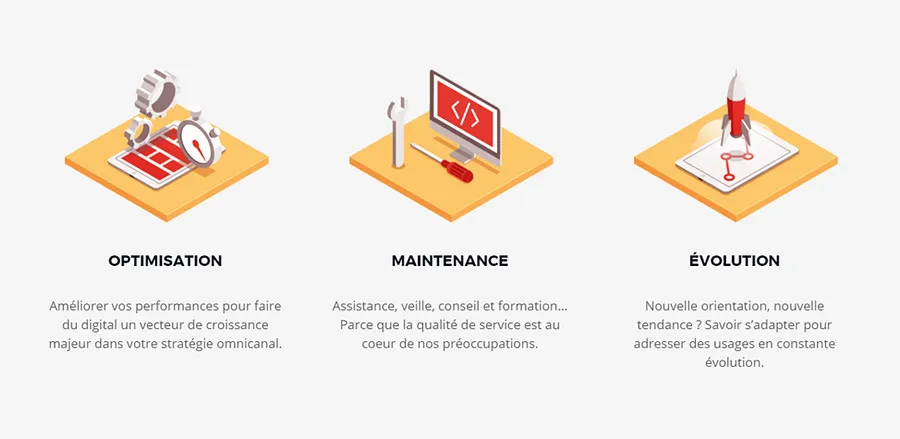 Création iconographie services optimisation maintenance évolution Netik par cubedesigners