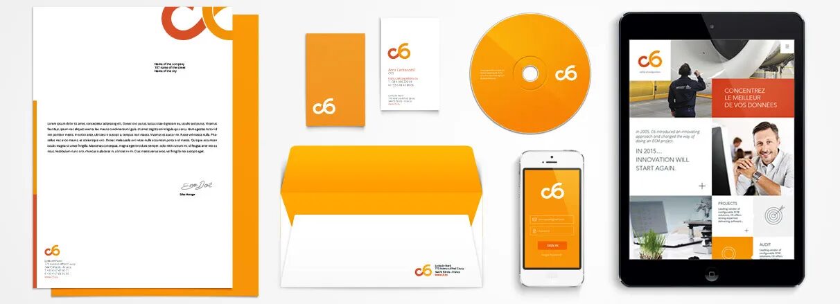 Création identité visuelle complète et supports de communication C6 par cubedesigners