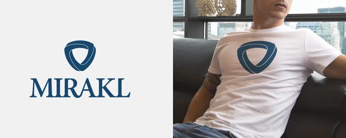 Création logo et identité visuelle Mirakl déclinaison textile par cubedesigners