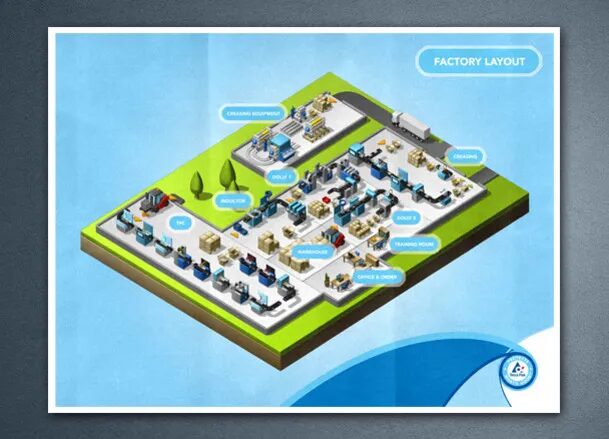 Illustration isométrique d’un plan d’usine automatisée