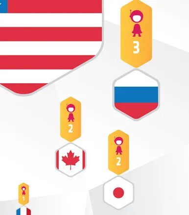 Conception infographie Cité de l'Espace - classement pays astronautes femmes dans l'espace drapeaux nations par cubedesigners