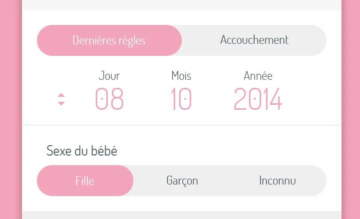 Création interface UI calcul date accouchement application La Boîte Rose par cubedesigners