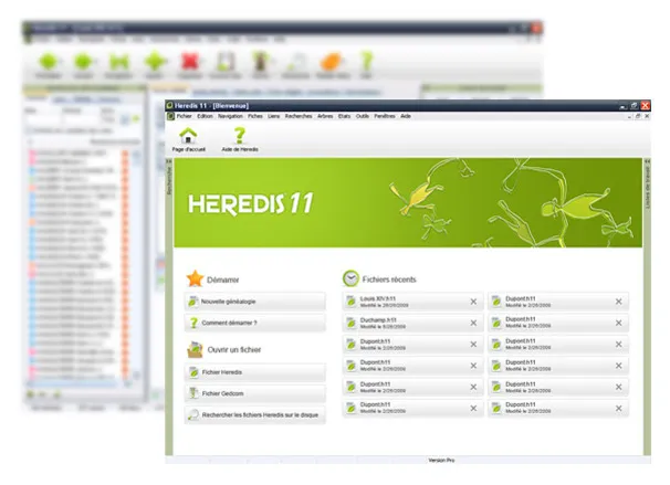 Interface logiciel Heredis 11 de généalogie