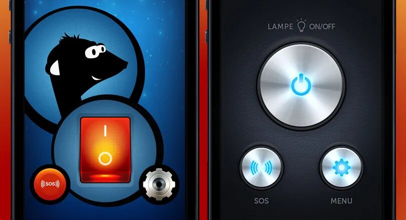 Conception interface application mobile SoSafe - lampe torche bouton SOS urgence design premium par cubedesigners