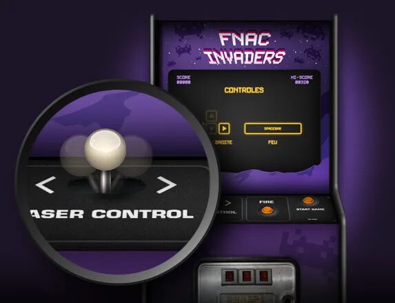 Conception jeu en ligne Fnac Gaming - Fnac Invaders borne arcade pixel art mois du jeu vidéo par cubedesigners