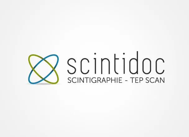 Création logo Scintidoc scintigraphie TEP scan par cubedesigners