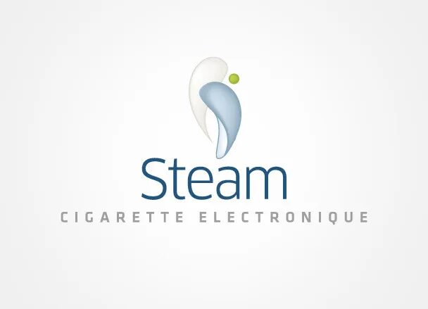 Conception logo identité visuelle Steam - design cigarette électronique vapeur symbole épuré par cubedesigners
