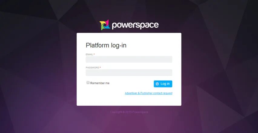 Création page de connexion plateforme Powerspace par cubedesigners