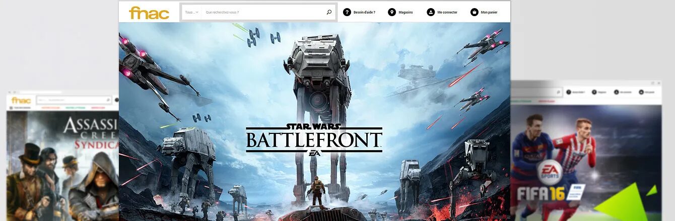 Création page jeux vidéo e-commerce Fnac Star Wars Battlefront par cubedesigners