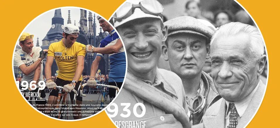 Conception page histoire Le Coq Sportif - maillot jaune Eddy Merckx 1969 Henri Desgrange 1930 Tour de France par cubedesigners