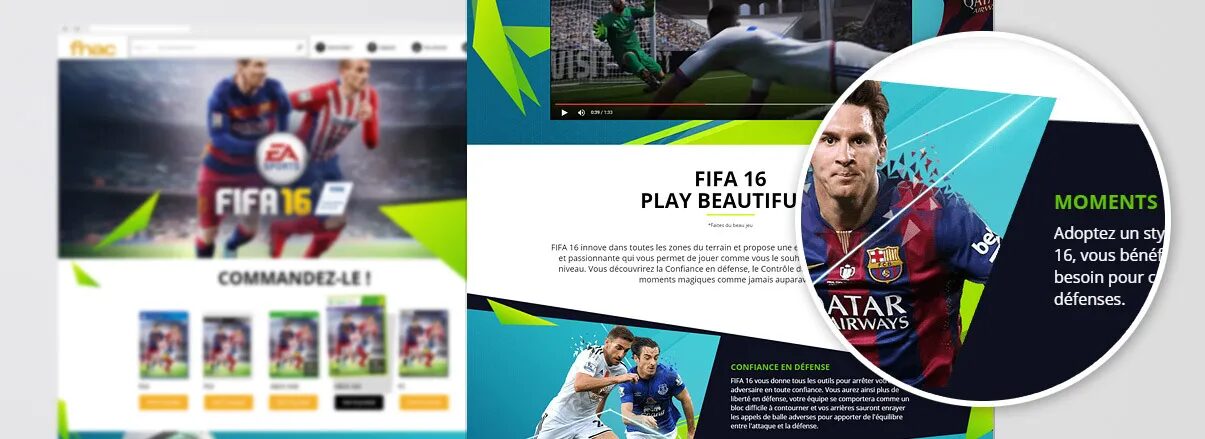 Création page produit FIFA 16 site e-commerce Fnac par cubedesigners