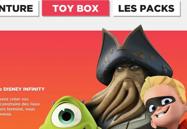 Conception page Toy Box site web Disney Infinity - figurines Davy Jones Bob Indestructibles univers jeu vidéo par cubedesigners