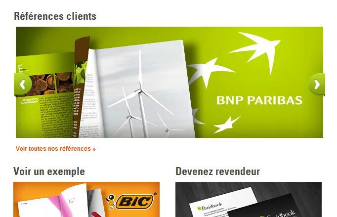 Références clients Fluidbook avec exemple BNP Paribas.