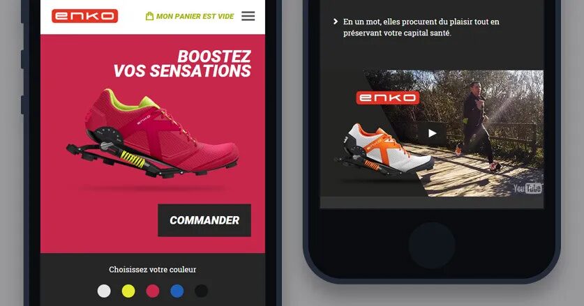 Création site e-commerce mobile ENKO running par cubedesigners