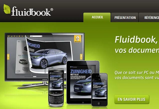 Site Fluidbook avec documents interactifs multi-supports.