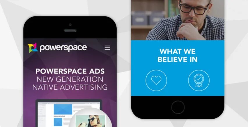 Création site mobile responsive Powerspace native advertising par cubedesigners