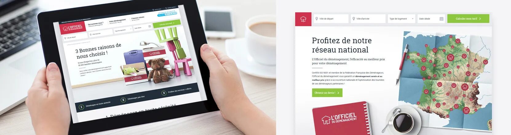 Création site web L'Officiel du Déménagement devis déménagement en ligne par cubedesigners
