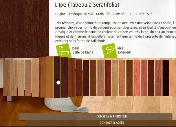 Site Parquets Gaillard avec sélection d’essences de bois