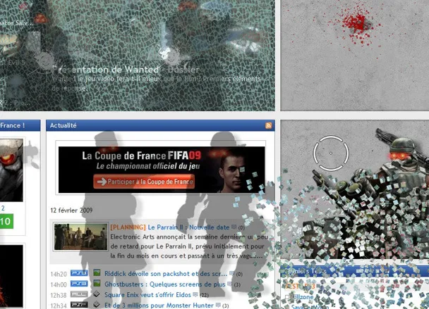 Site PlayFrance avec actualités jeux vidéo et habillage graphique