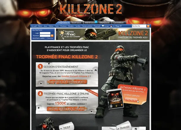 Site PlayFrance avec opération spéciale Killzone 2