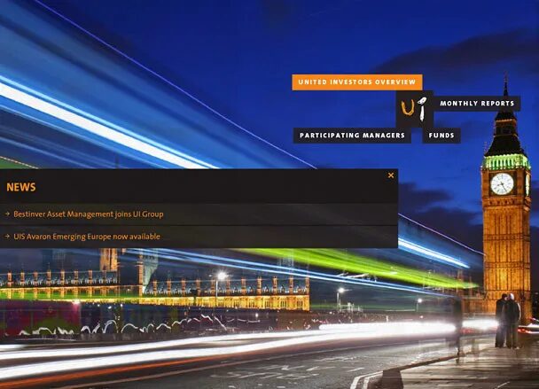 Site United Investors avec vue de Londres et Big Ben