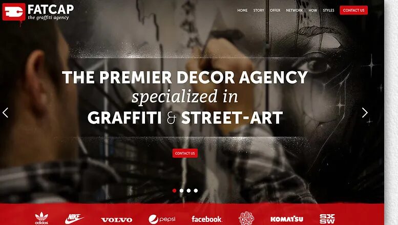 Conception site web Fatcap - agence graffiti street art décoration murale clients grands comptes par cubedesigners