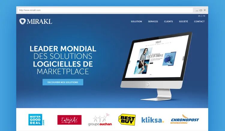 Création site web Mirakl leader mondial solutions logicielles marketplace par cubedesigners