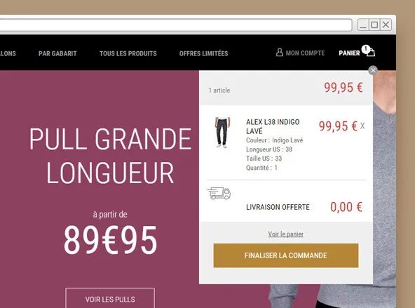 Création tunnel d'achat panier e-commerce CUBJeans par cubedesigners