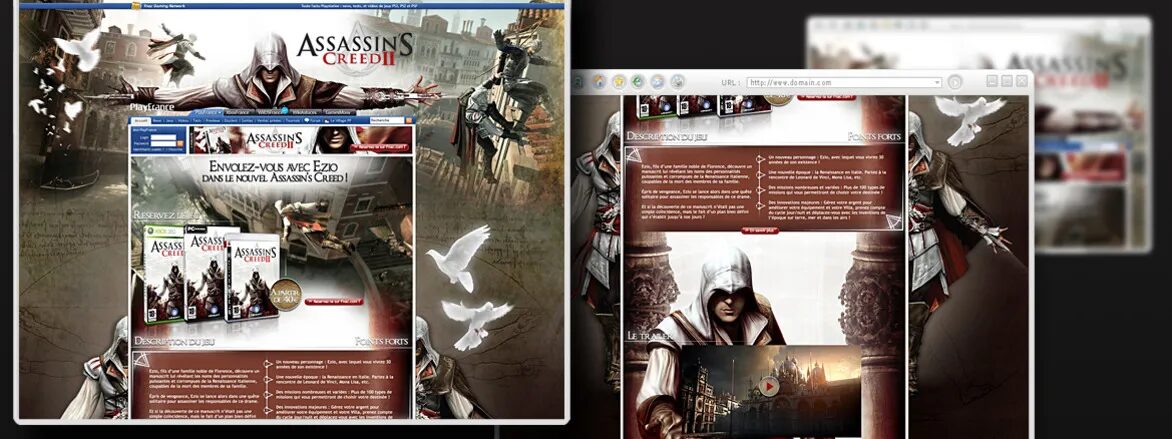 Visuel promotionnel Assassin’s Creed II pour PlayFrance.