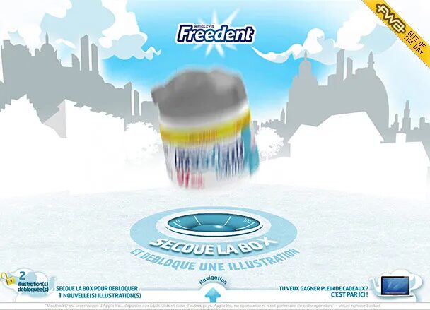 Visuel Freedent avec jeu concours Secoue la Box.