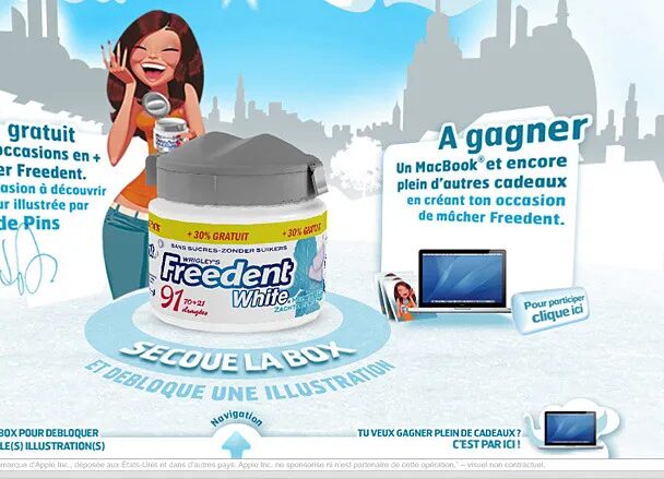 Visuel Freedent White avec jeu concours Secoue la Box.