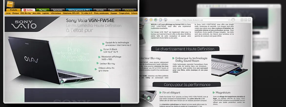 Visuel promotionnel Sony Vaio VGN-FW54E pour la Fnac.
