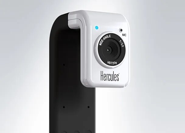 Webcam Hercules HD720 blanche et noire.